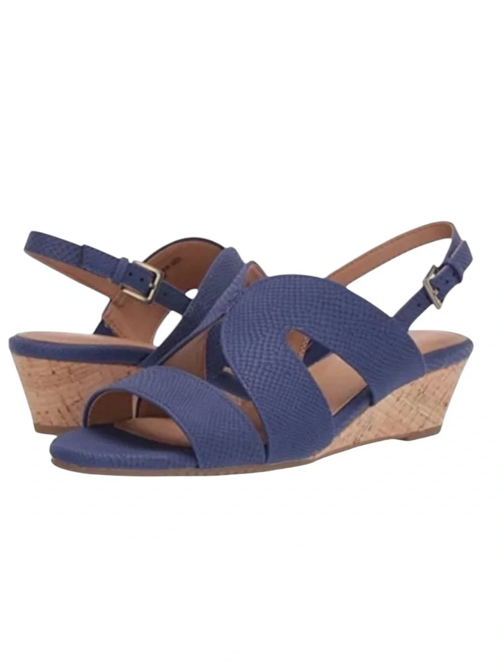 Aerosoles Appreciate Blue Snake Wedge Sandals Size 9 1/2